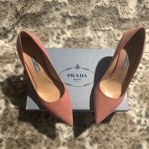 Prada Women's Blush Suede Heels